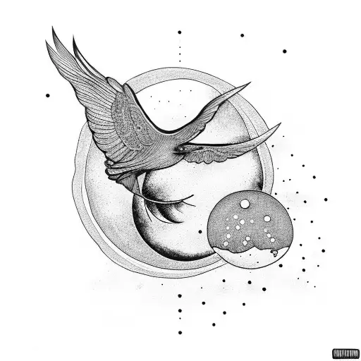 black bird with a moon as an eye tattoo design idea