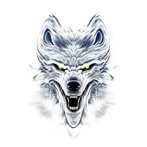 fenrir head side profile open mouth tattoo design idea
