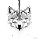 wolve in chains tattoo design idea