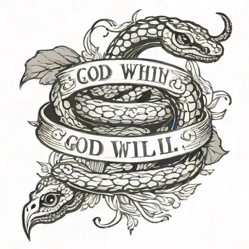A snake spine tattoo with the quote "God is within her, she will not fail" along the snake tattoo design idea