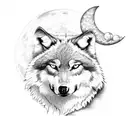 Wolf with moon tattoo design idea