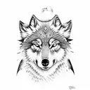 Wolf with moon tattoo design idea