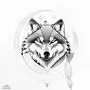 Wolf with moon tattoo design idea
