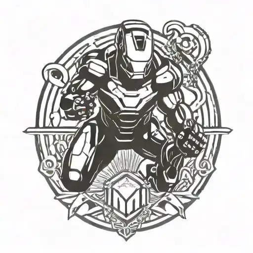 ironman triathlon logo combined tattoo design idea