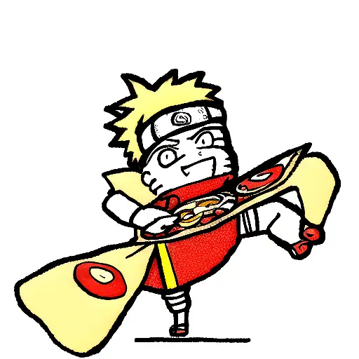 Naruto holding a pizza tattoo design idea