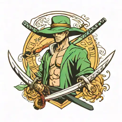 zoro's swords and a strawhat  tattoo design idea