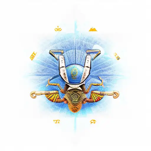 scorpion ancient Egypt cross pyramids sun tattoo design idea