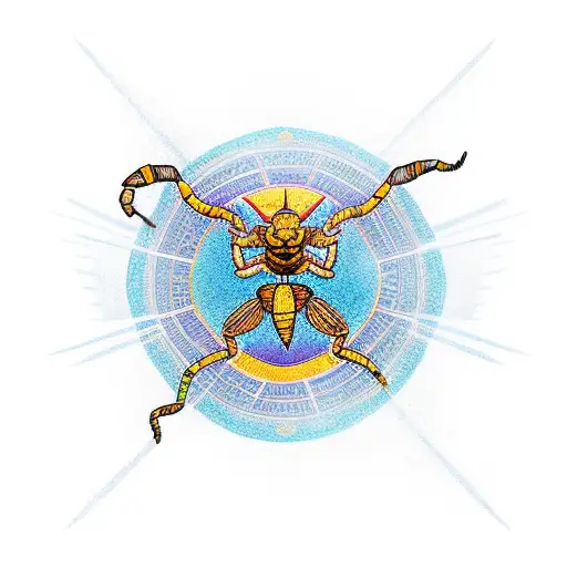 scorpion ancient Egypt cross pyramids sun tattoo design idea