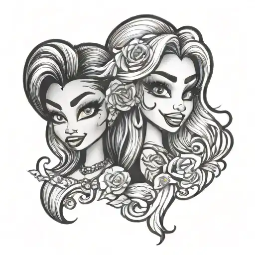 Bratz doll smile now cry later faces tattoo design idea