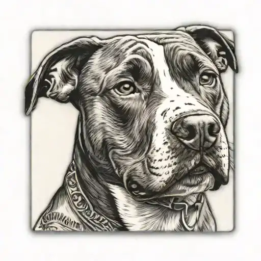 pitbull dog inside a Q card tattoo design idea