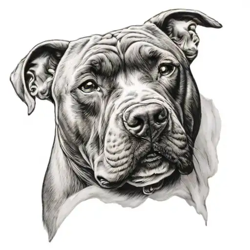 Q card and pitbull dog inside tattoo design idea