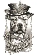 pitbull dog inside a Queen card tattoo design idea