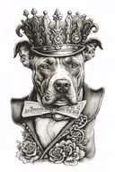 pitbull dog inside a Queen card tattoo design idea