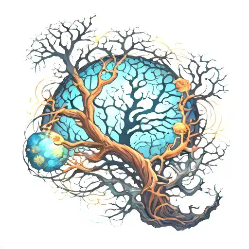 neurons roots universe tattoo design idea