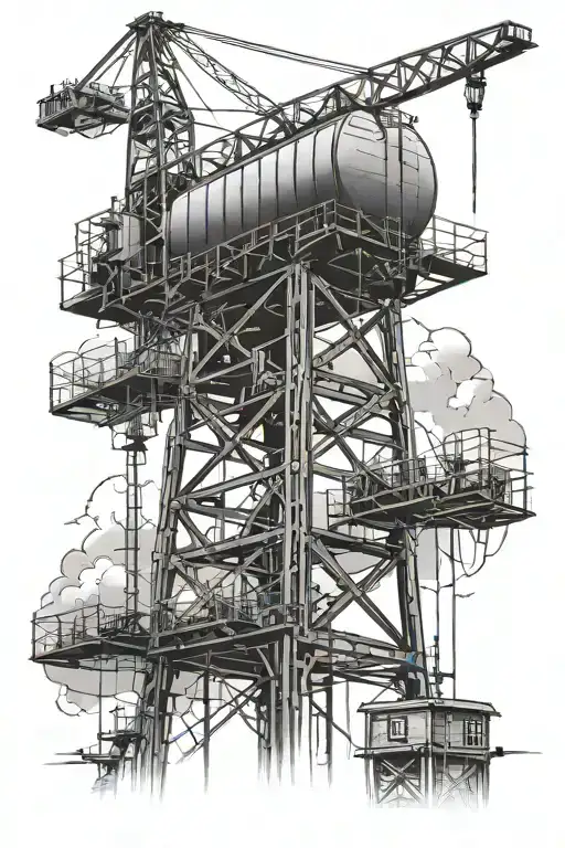 stick welding water tower crane tattoo design idea