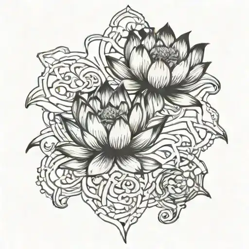 Lotus flowers intertwined tattoo design idea