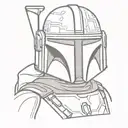 A dot tattoo of a Mandalorian with a stormtrooper helmet on the ground tattoo design idea