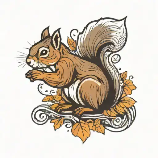 squirrel tattoo design idea