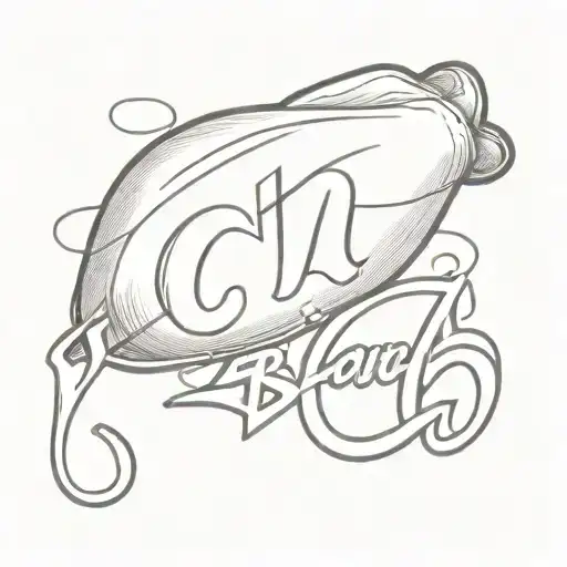 a dinner ham covered with a sheet like a ghost and with 'Bigham' in cursive  tattoo design idea