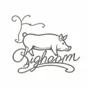 a big pork ham with the word 'Bigham' in cursive at the bottom tattoo design idea
