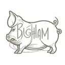 a big pork ham with the word 'Bigham' in cursive at the bottom tattoo design idea