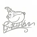 a big pork ham with the word 'Bigham' in cursive at the bottom tattoo design idea