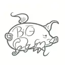 a big pork ham with the word 'Bigham' in cursive at the bottom tattoo design idea