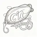 a dinner ham covered with a sheet like a ghost and with 'Bigham' in cursive  tattoo design idea