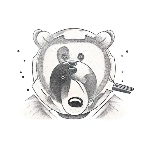 bear holding frying pan tattoo design idea