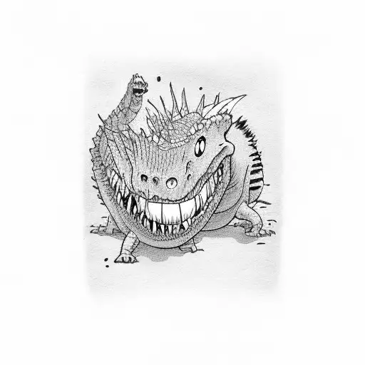 calvin amand hobbes with a dinosaur  tattoo design idea