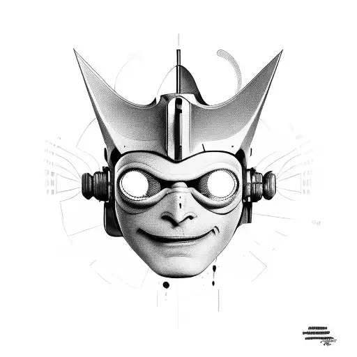 deux masque opéra cyberpunk qui sourit et qui grimace  tattoo design idea