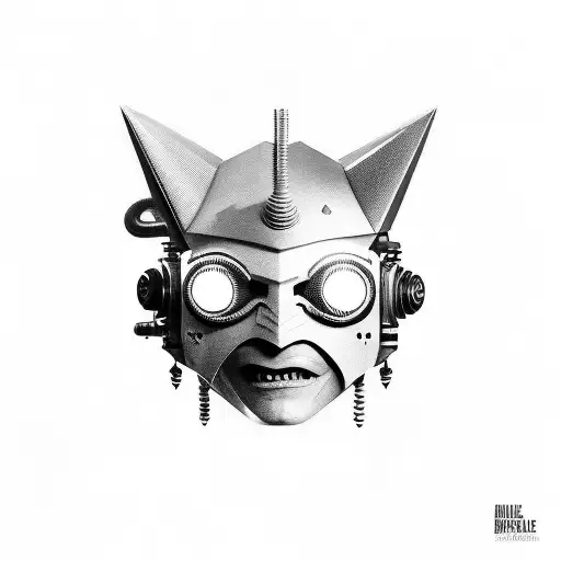 deux masque opéra cyberpunk qui sourit et qui grimace  tattoo design idea