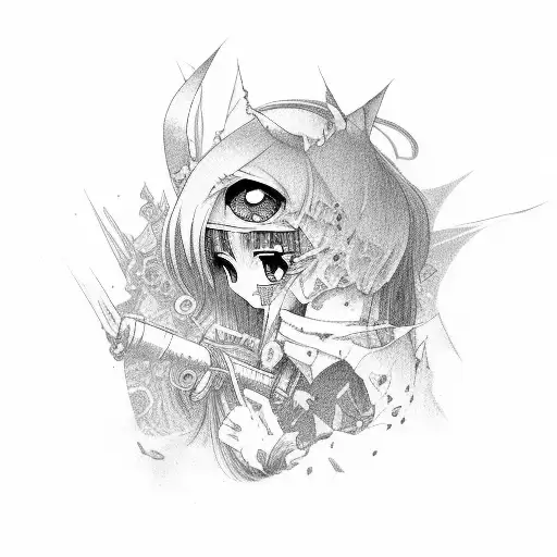 anime angry deaths 2d tattoo design idea