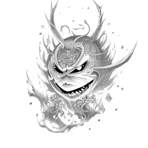anime angry deaths 2d tattoo design idea