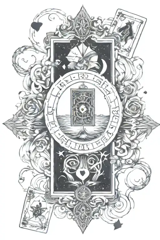 tarot cards floating fate sad love tattoo design idea