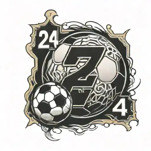 soccer ball and number 24 with soccer field  tattoo design idea