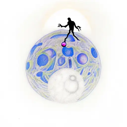 the creation of Adam with a moon in background  tattoo design idea