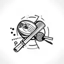 Baseball bat and Coca-Cola bottle crossed in a minimalist style tattoo design idea