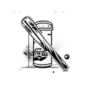 Baseball bat and Coca-Cola bottle crossed in a minimalist style tattoo design idea