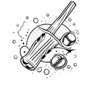 Baseball bat and Coca-Cola bottle crossed in a minimalist style tattoo design idea