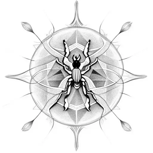 Black matte spider with sacred geometry tatoo on its back tattoo design idea