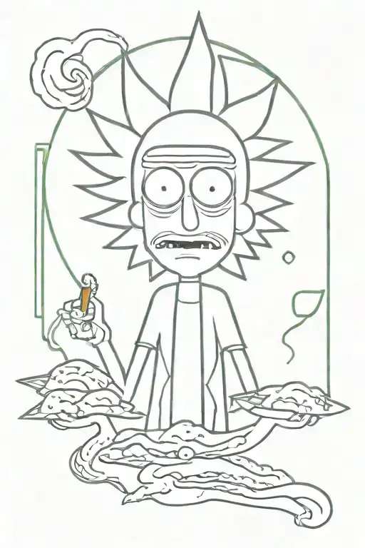 Rick and morty smoking weed tattoo design idea