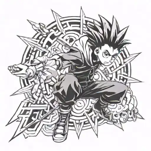 anime hunter x hunter gon jajanken tattoo design idea