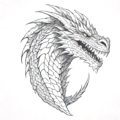 dragon,terrifying head, game of thrones style tattoo design idea