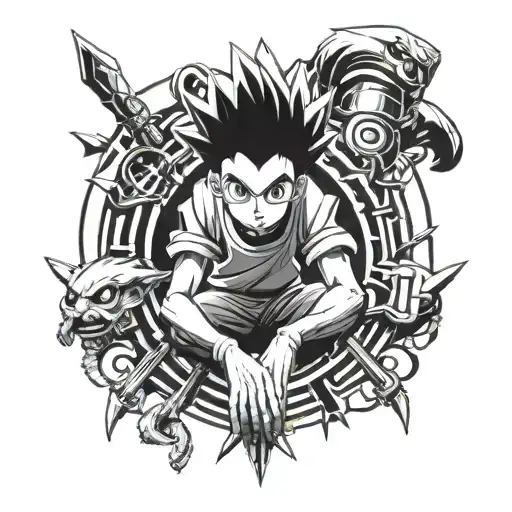 anime hunter x hunter gon jajanken tattoo design idea