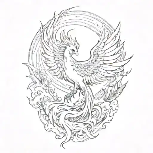 phoenix rising japanese style tattoo design idea