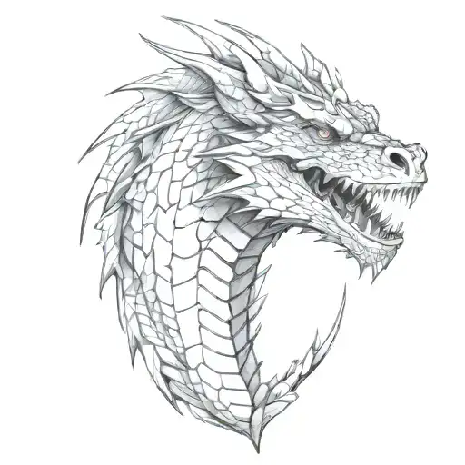 dragon,terrifying head, game of thrones style tattoo design idea