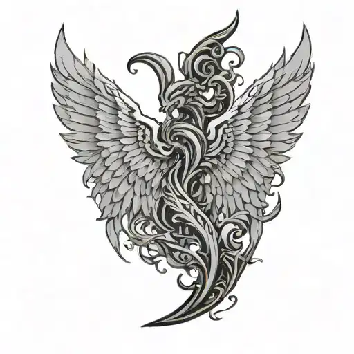 half demon half angel wings tattoo design idea