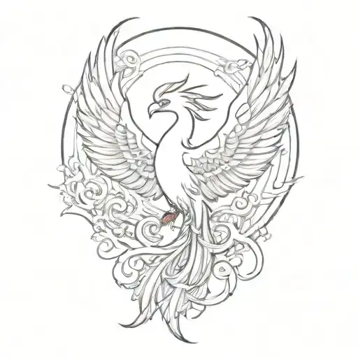 phoenix rising japanese style big wings tattoo design idea