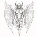 half demon half angel split down the middle tattoo design idea
